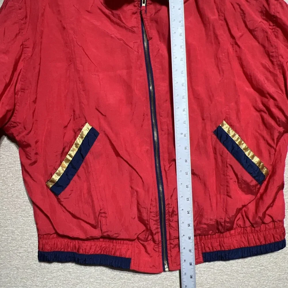 VINTAGE R.E. Sport Windbreaker Jacket Adult XL Red Shoulder Pads Nylon 80s 90s